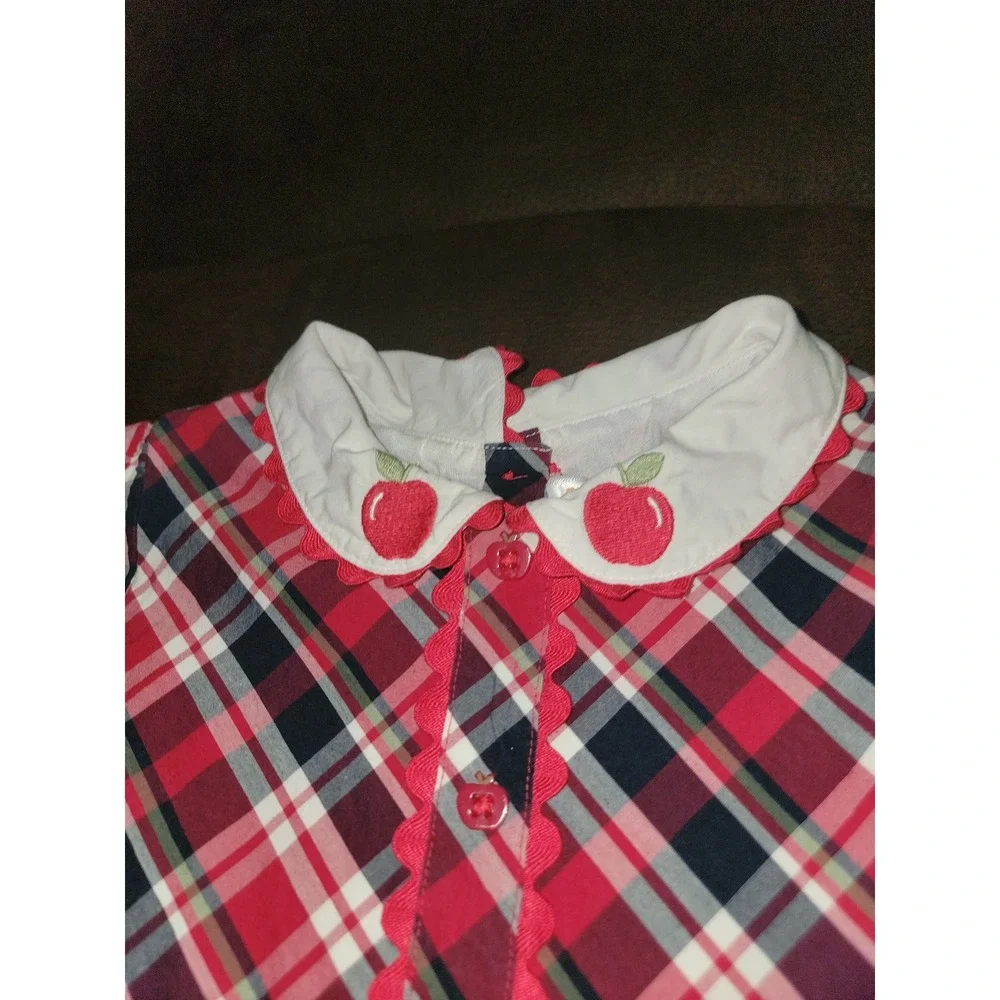 Gymboree classroom cutie plaid apple dress size 8 back‎ to school
